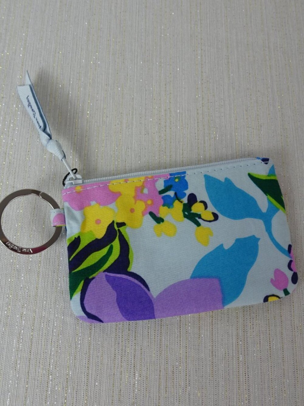 New Vera Bradley Zip ID Card Holder Coin Case Marian Floral Small Wallet